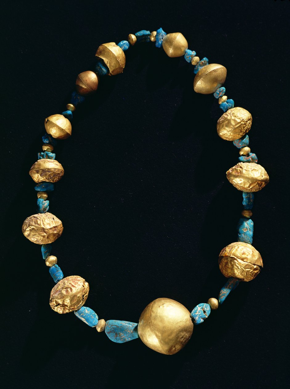 Náhrdelník (tyrkysový a zlatý) od Pre Columbian