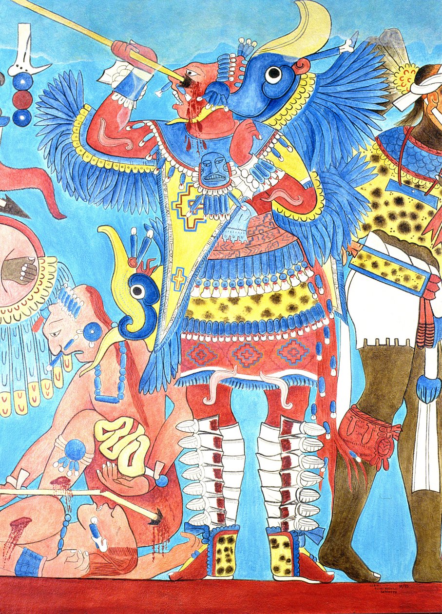 Reprodukce nástěnné malby v Cacaxtla, Mexiko od Pre Columbian