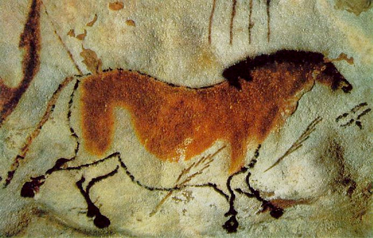 Kůň, cca 15 000-10 000 před naším letopočtem (pigmenty na kameni) od Prehistoric