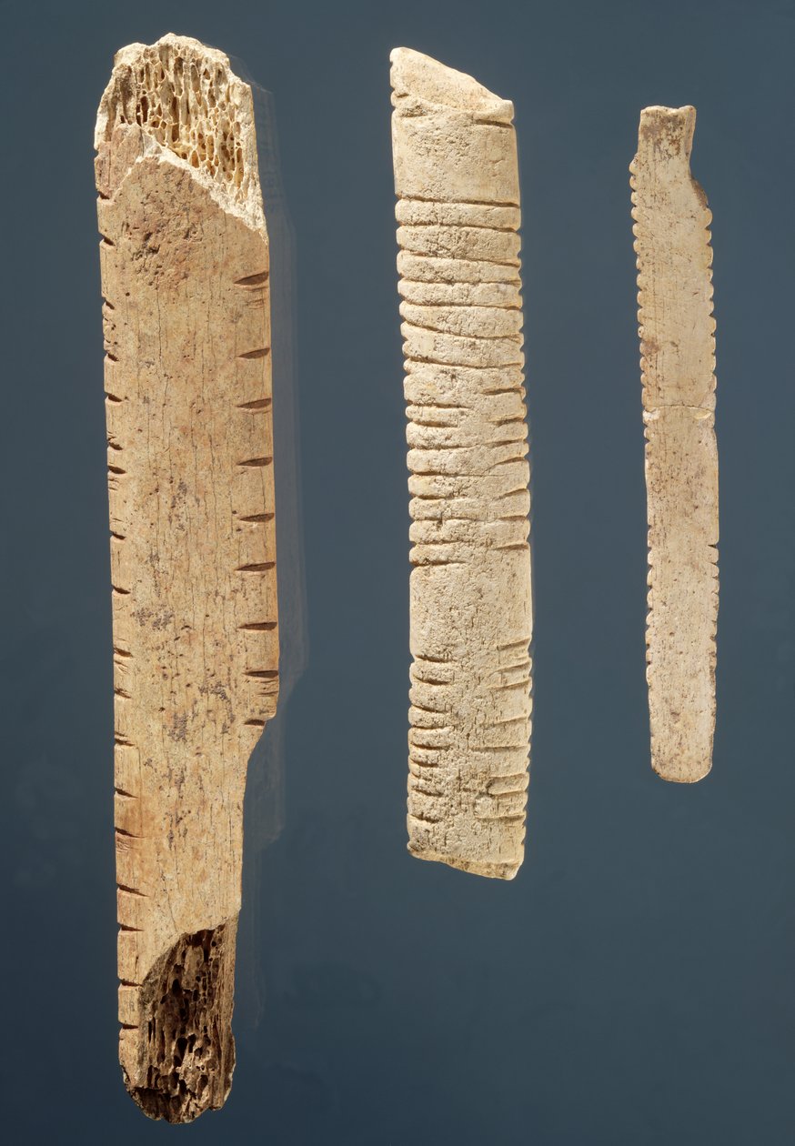 Tři zdobené kosti (kost) od Prehistoric
