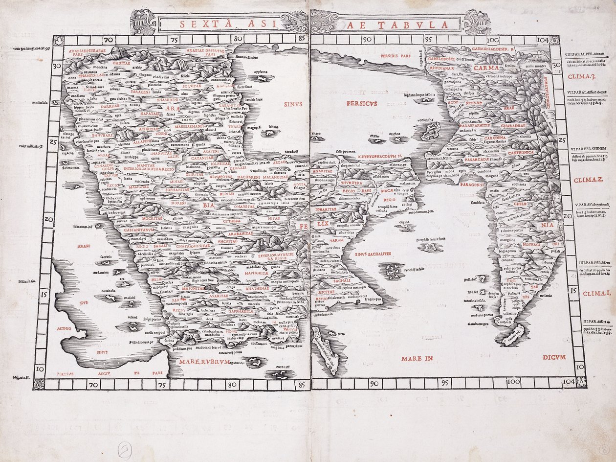 Šestá mapa Asie od Ptolemy