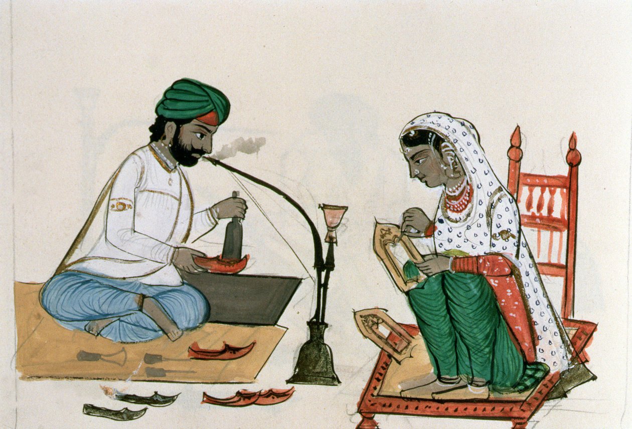 Shoe-Maker (Mochi) c.1890 (wc na papíře) od Punjabi School