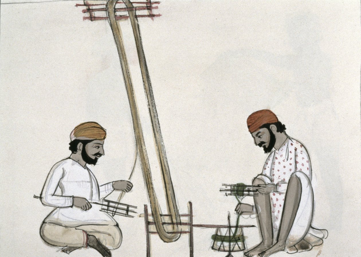 Hedvábné válečky, cca 1890 (wc na papíře) od Punjabi School