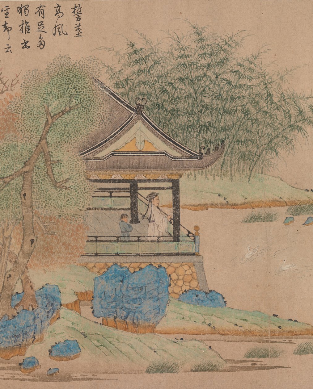 Wang ξ pozorování hus, rub. 1295. od Qian Xuan