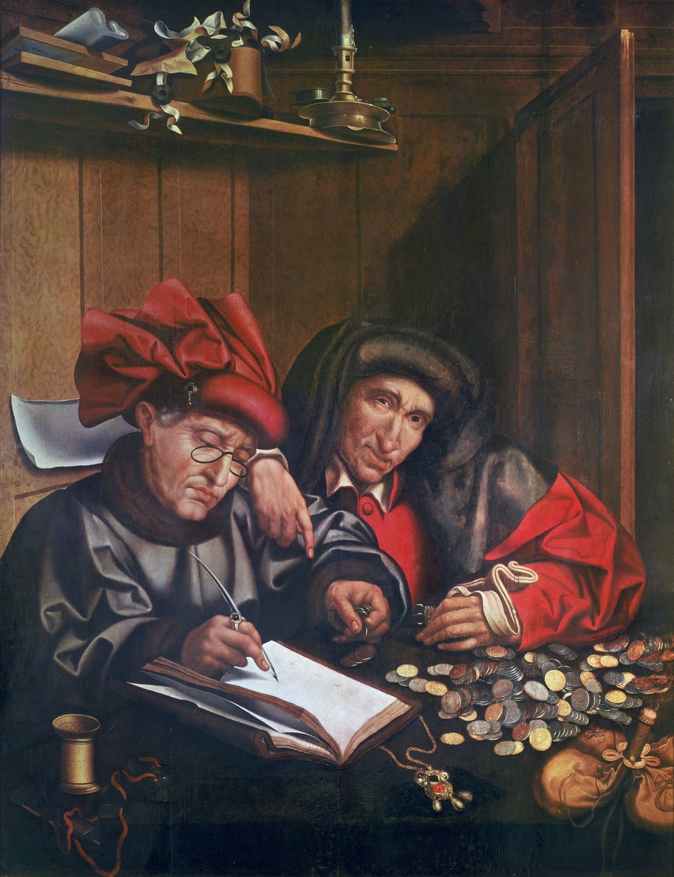 Směnárníci, kolem roku 1530 od Quentin Massys or Metsys