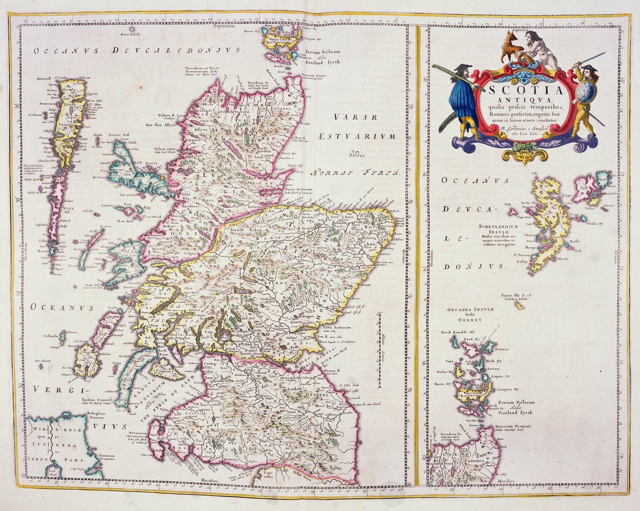 Mapa Skotska, kolem roku 1700 od R. Gordon