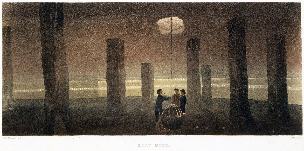 Solný důl, Cheshire, ryl J. Bluck, 1814 (barevná akvatinta) od R.H. after Marten
