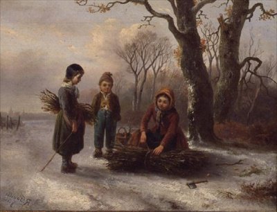 Děti sbírají protokoly, c.1884 (panel) od R. Favelle