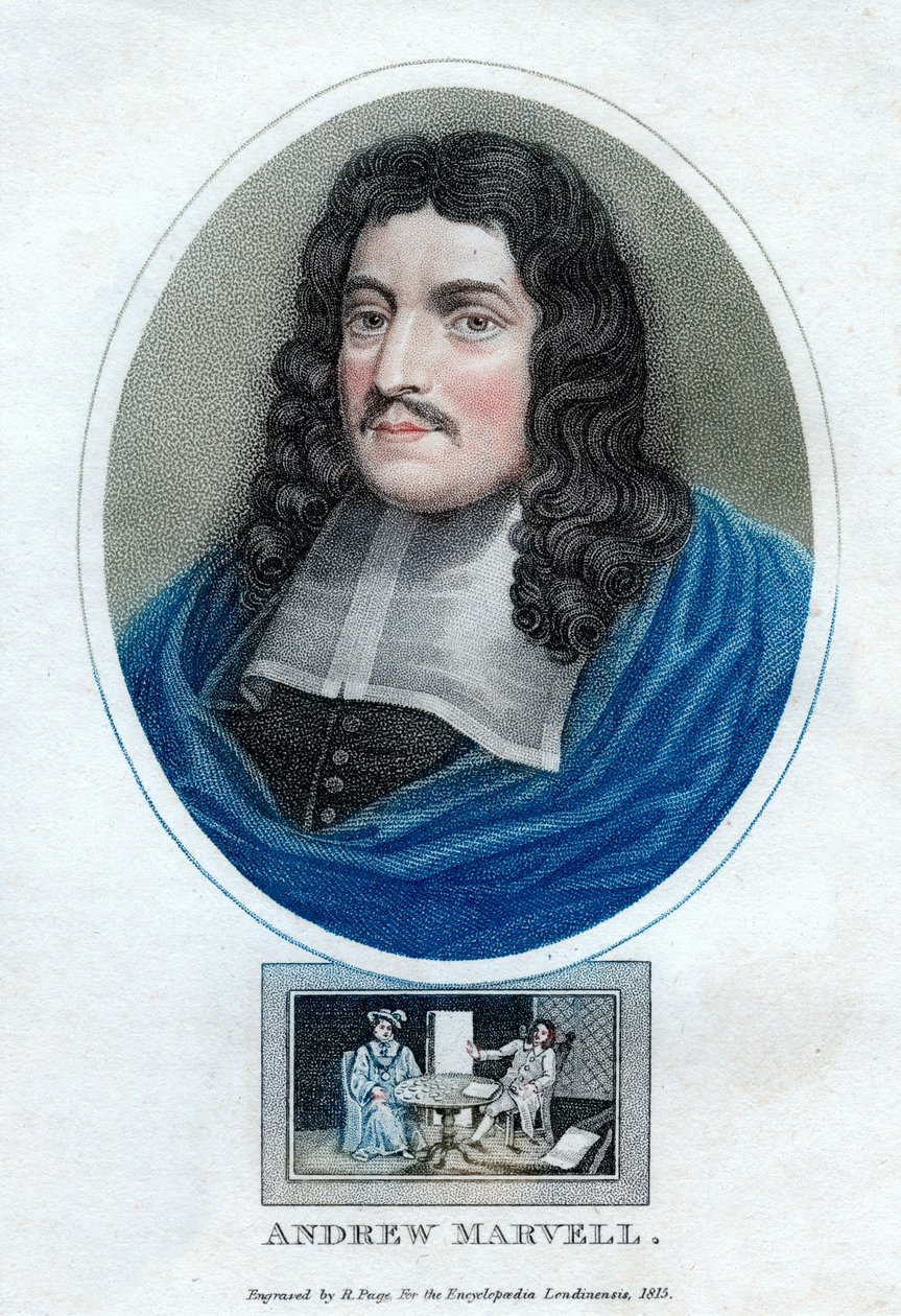 Andrew Marvell , anglický metafyzický básník, 1815. od R. Page