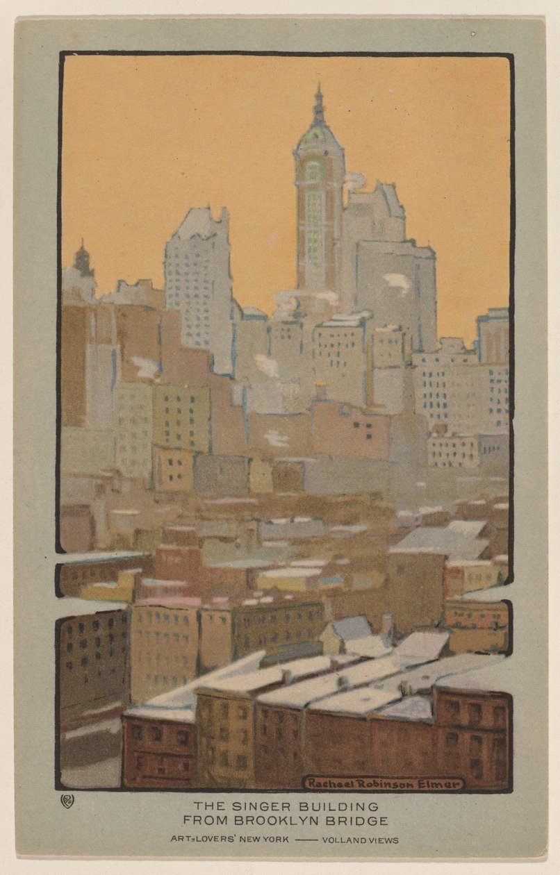 The Singer Building z Brooklyn Bridge od Rachael Robinson Elmer