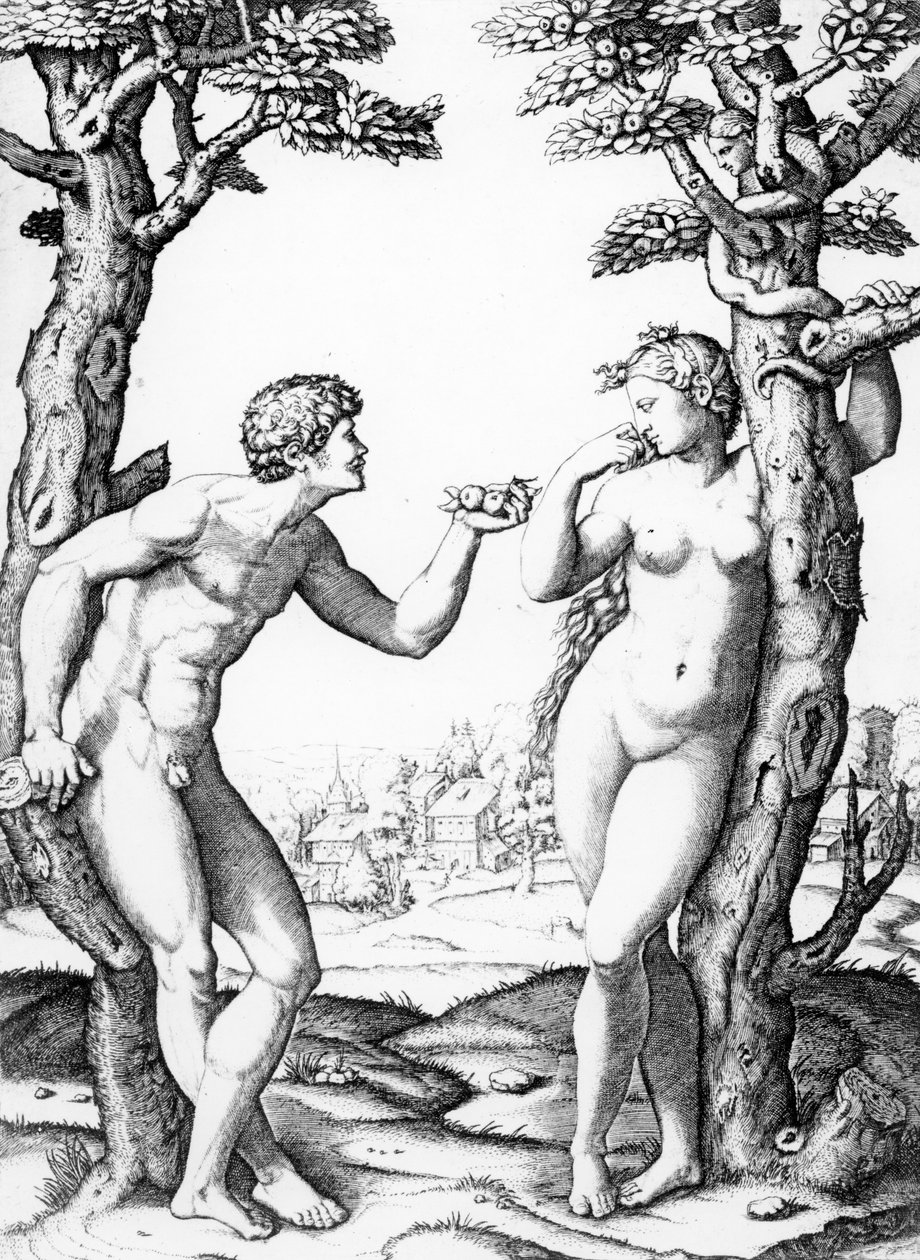Adam a Eva, ryl Marcantonio, kolem roku 1520 od Raffaello Sanzio Raphael