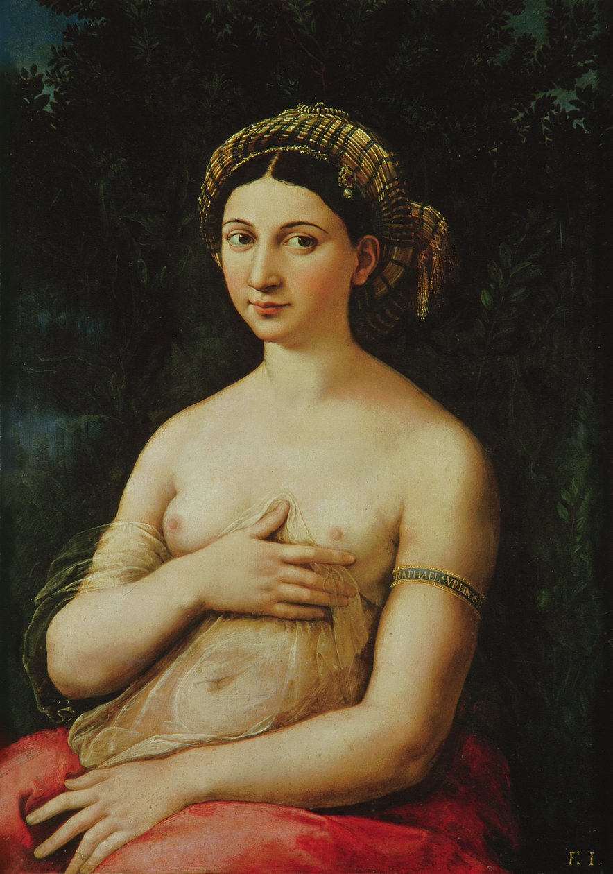 La Fornarina, asi 1516 (deska) od Raffaello Sanzio Raphael