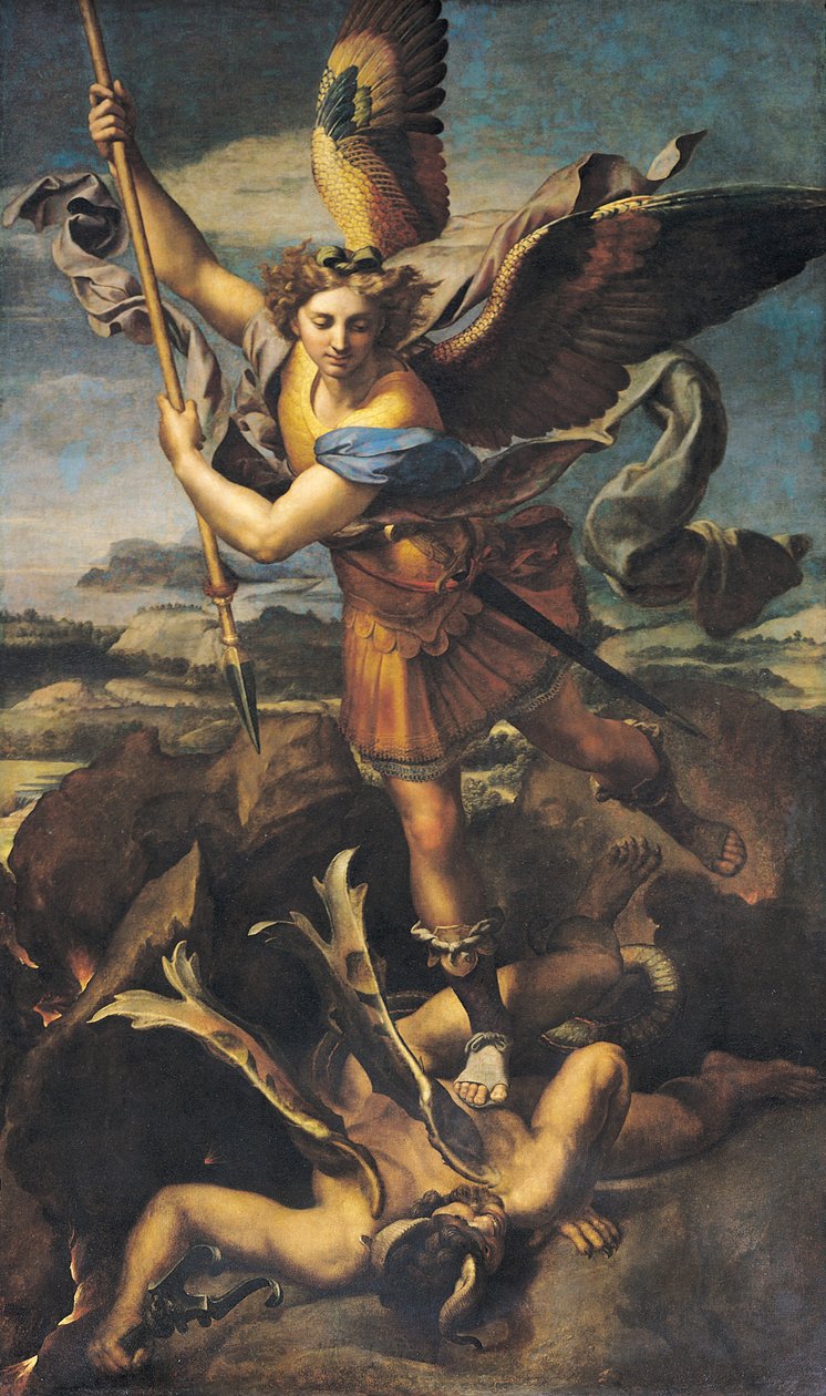 St. Michael Overwhelming the Demon, 1518 od Raffaello Sanzio Raphael