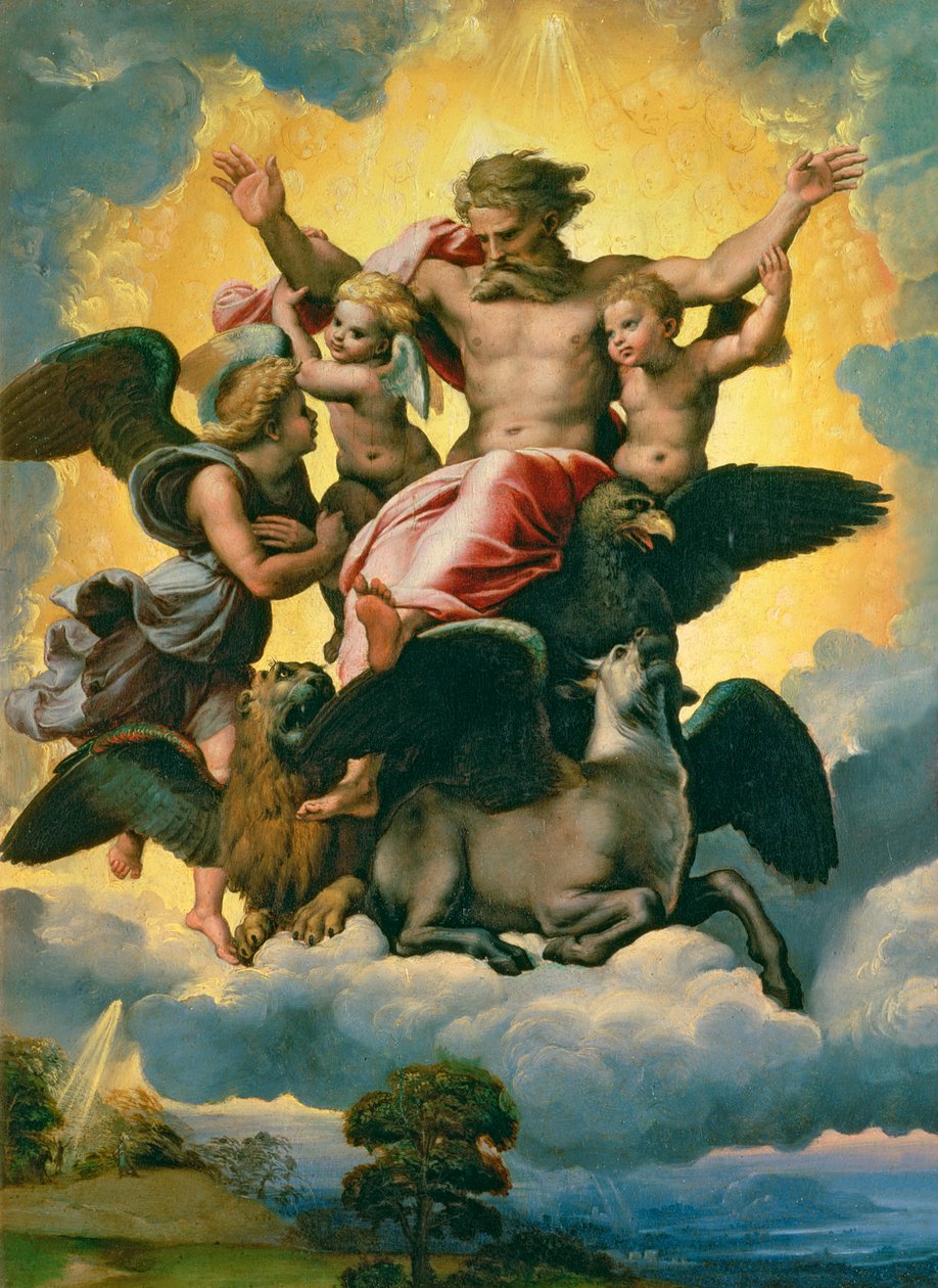 Ezechielovo vidění, asi 1518 od Raffaello Sanzio Raphael