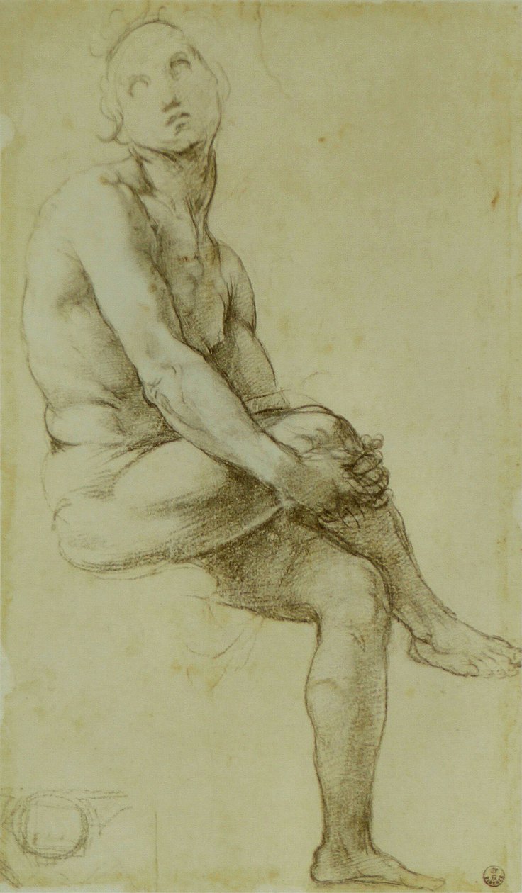 Studie sedícího aktu od Raffaello Sanzio Raphael