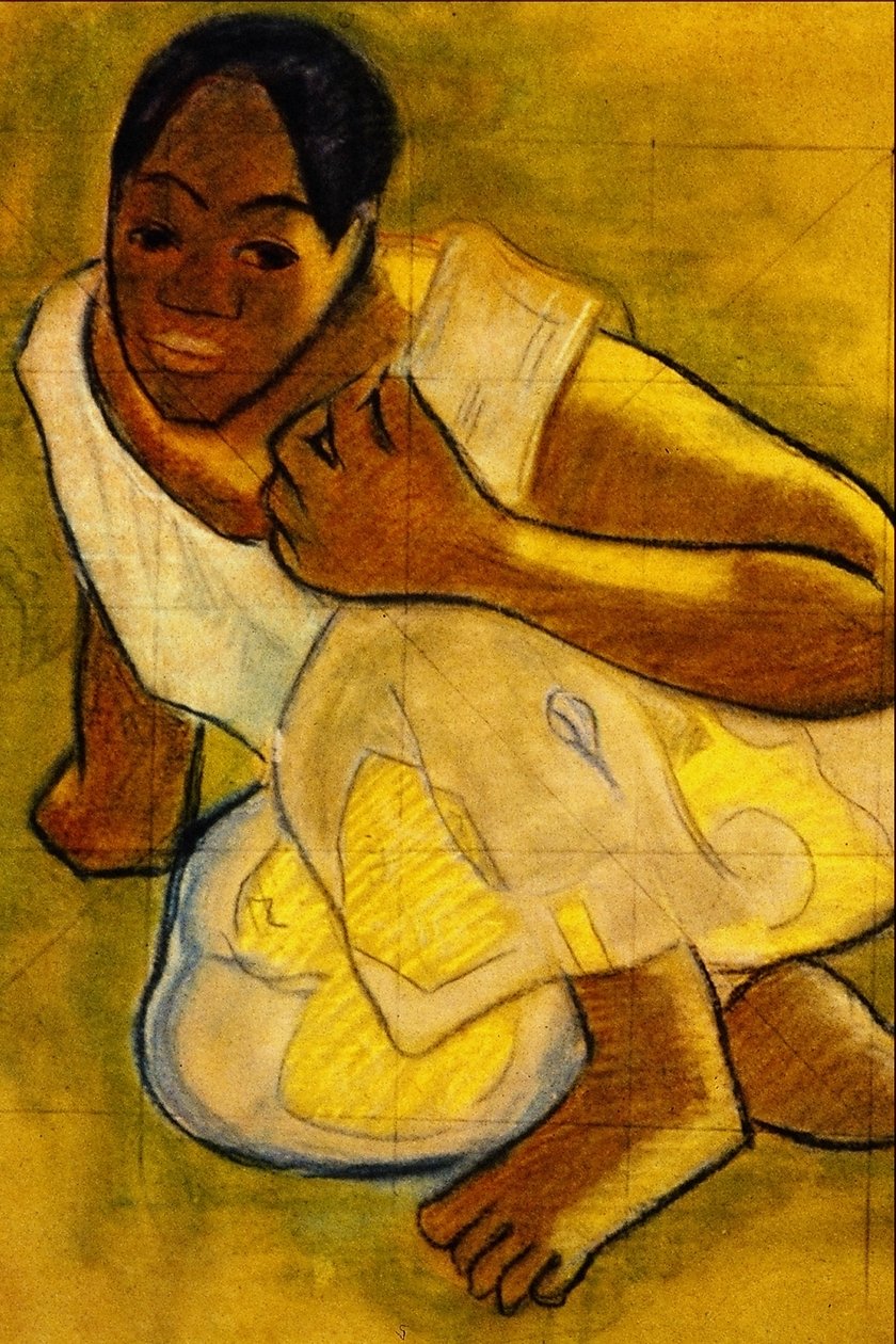 Skrčená tahitská dívka od Paul Gauguin