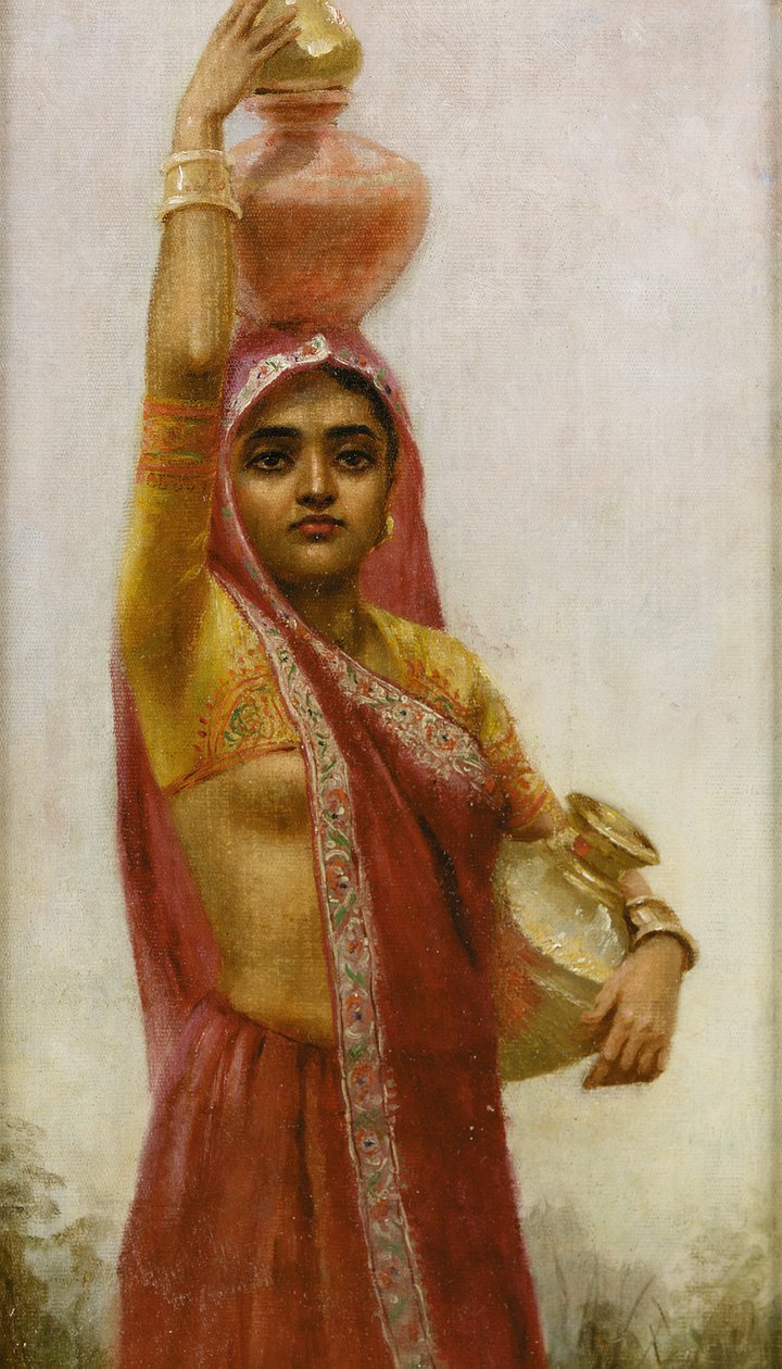 Village Belle (olej na plátně) od Raja Ravi Varma