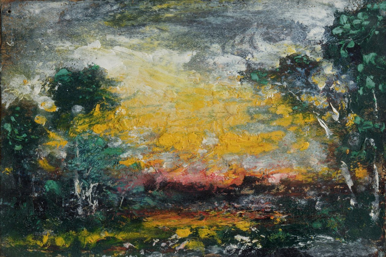 Západ slunce, 1916 (olej na kartonu) od Ralph Albert Blakelock