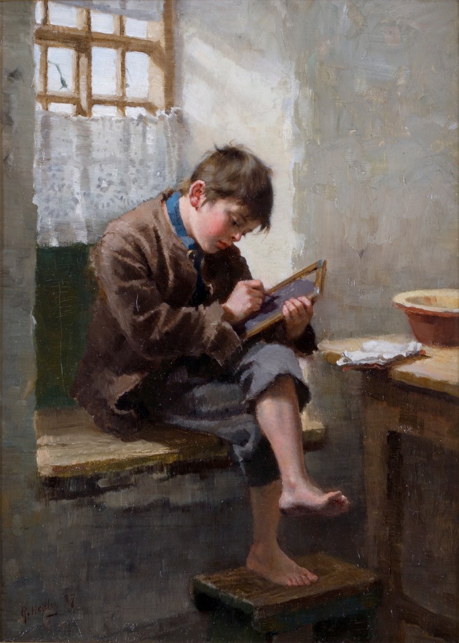 Domácí lekce, 1887 od Ralph Hedley