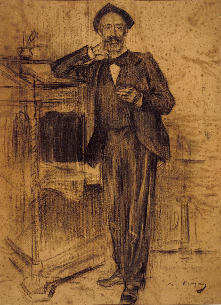 Portrét Ramona Casase zachován na MNAC v Barceloně od Ramon Casas i Carbo