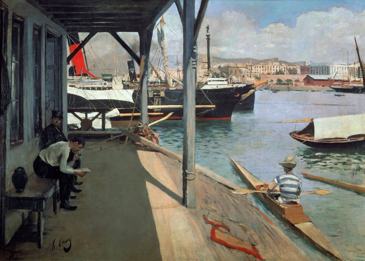 Přístav v Barceloně od Ramon Casas i Carbo