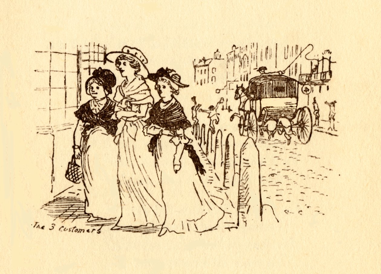 The 3 Customers, 1878, c1918. od Randolph Caldecott
