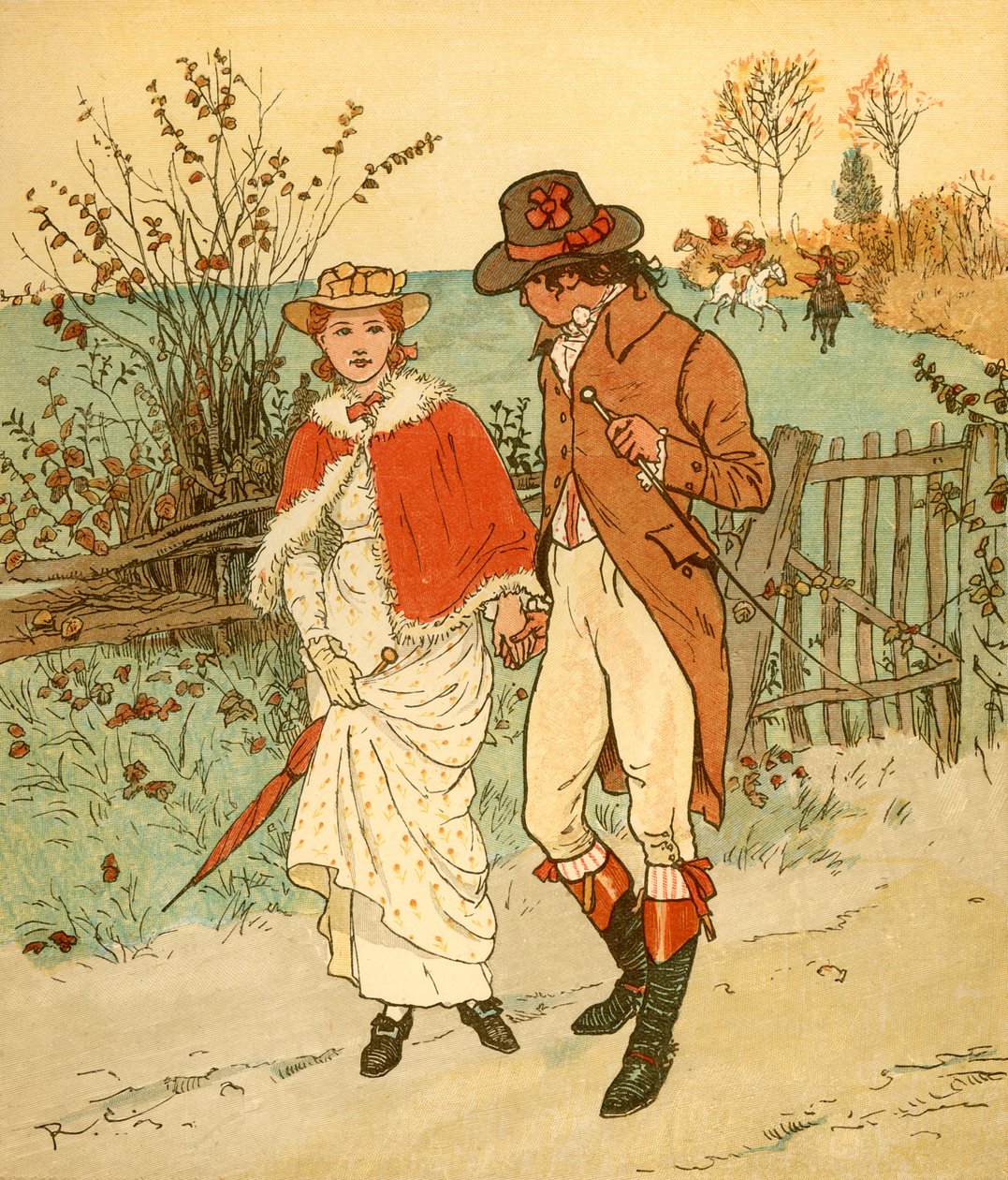 Dva mladí milenci v pruhu, c1880. od Randolph Caldecott