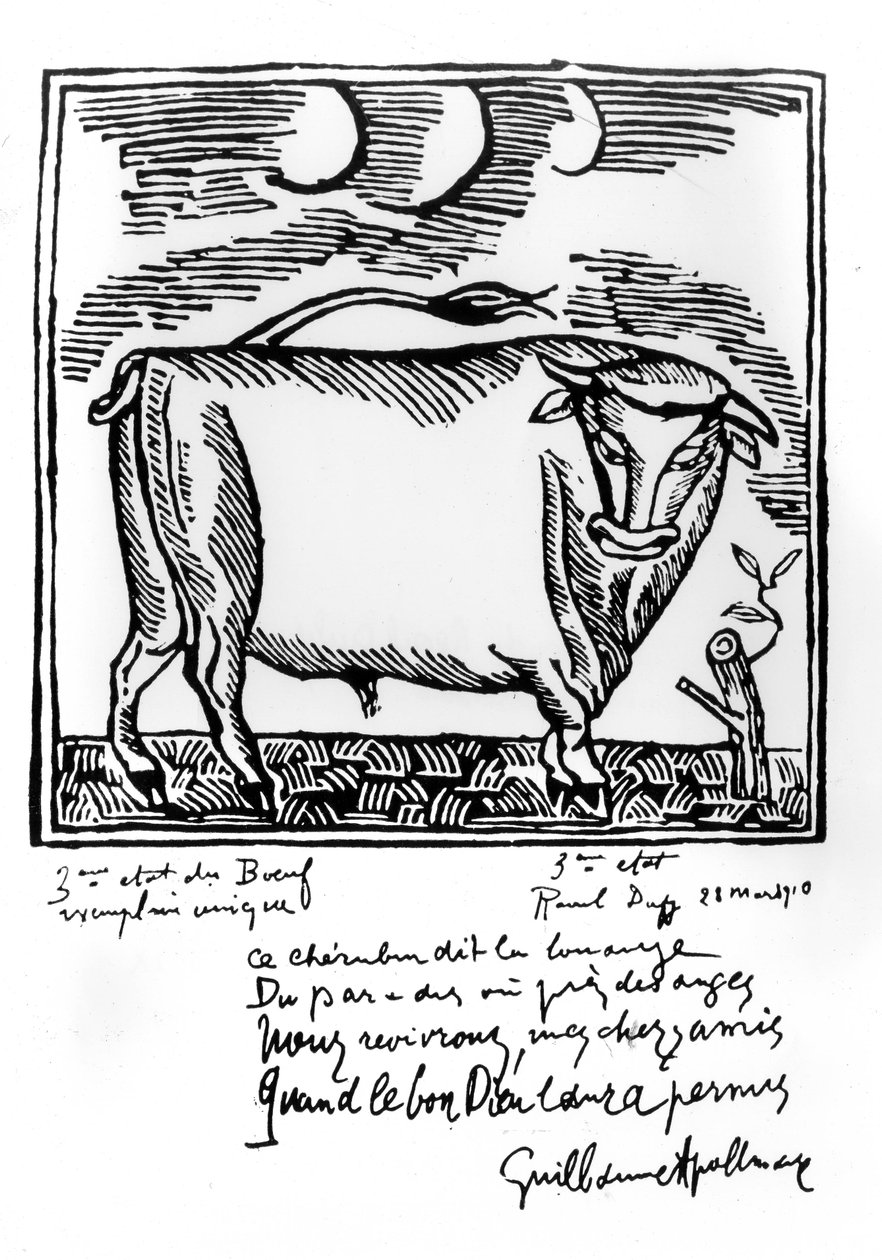 Ilustrace z knihy "Le Bestiaire" od Guillauma Apollinaira od Raoul Dufy