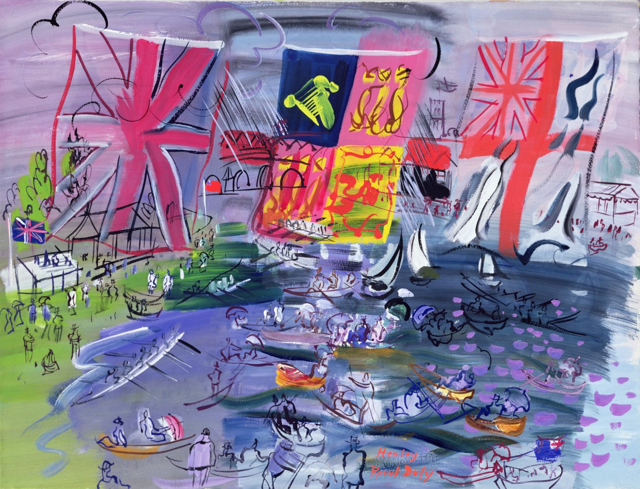 Regata v Henley, asi 1933 (kvaš) od Raoul Dufy