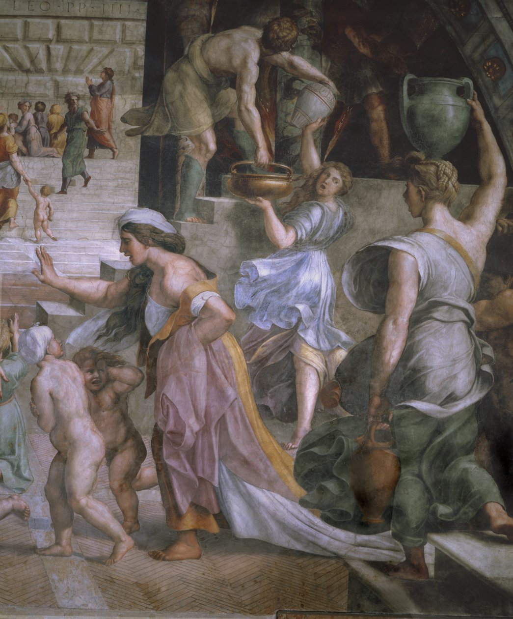 Detail z The Fire in the Borgo, Room of Fire in the Borgo, 1514 od Raffaello Sanzio Raphael