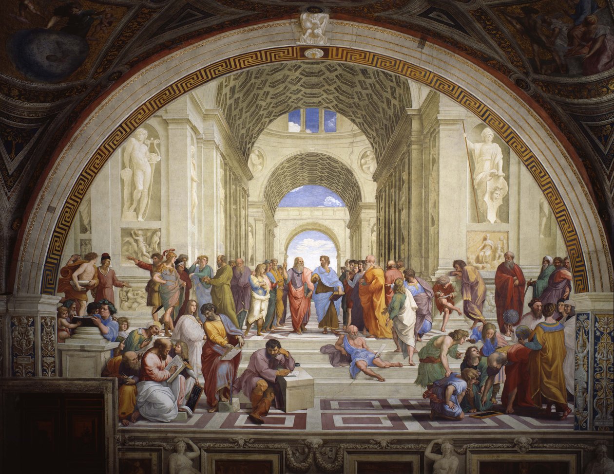Místnost Segnatura im Vatikan für Papst Julius II., Wandfresko od Raffaello Sanzio Raphael