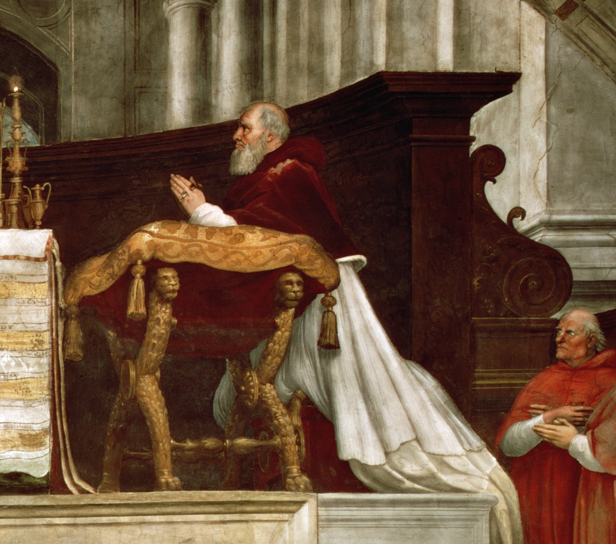 Mše Bolsena, ze Stanza dellEliodor, 1511-14 detail fresky z 30259 od Raffaello Sanzio Raphael