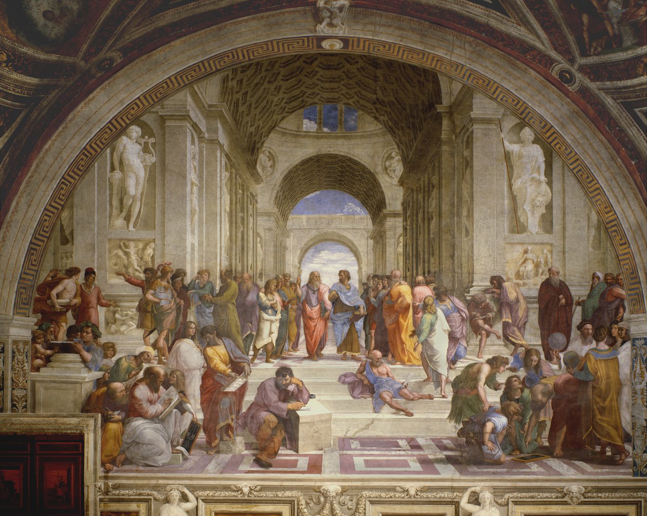 Škola v Athénách, ze Stanza della Segnatura, 1509-10 od Raffaello Sanzio Raphael