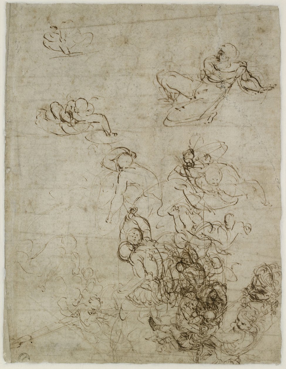 Verso: Studies for a Resurrection, WA1846.200 od Raffaello Sanzio Raphael