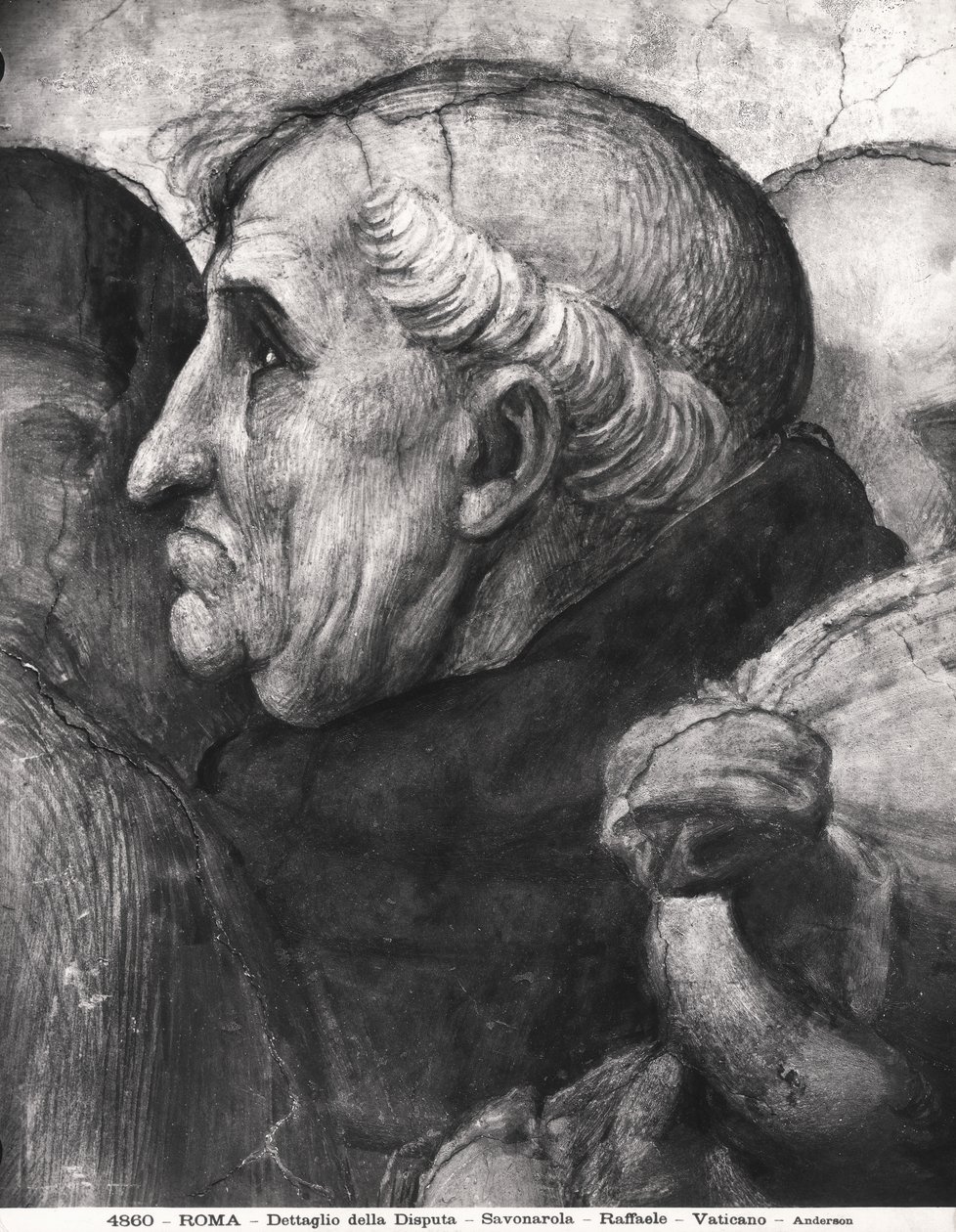 Portrét Savonaroly (1452-98) z La Disputa ve Stanza della Segnatura, 1508-11 od Raffaello Sanzio Raphael