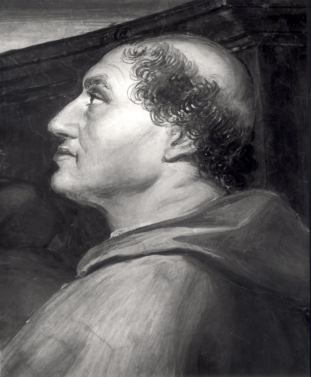 Kardinál Raffaele Riario (1451-1521) detail z Mše Bolsena, ve Stanza dellEliodor, 1512-14 od Raffaello Sanzio Raphael