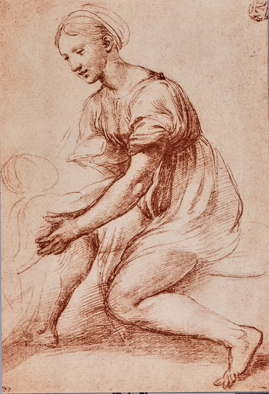 Studie pro Svatou rodinu Františka I., kolem 1500-20 (křída na papíře) od Raffaello Sanzio Raphael