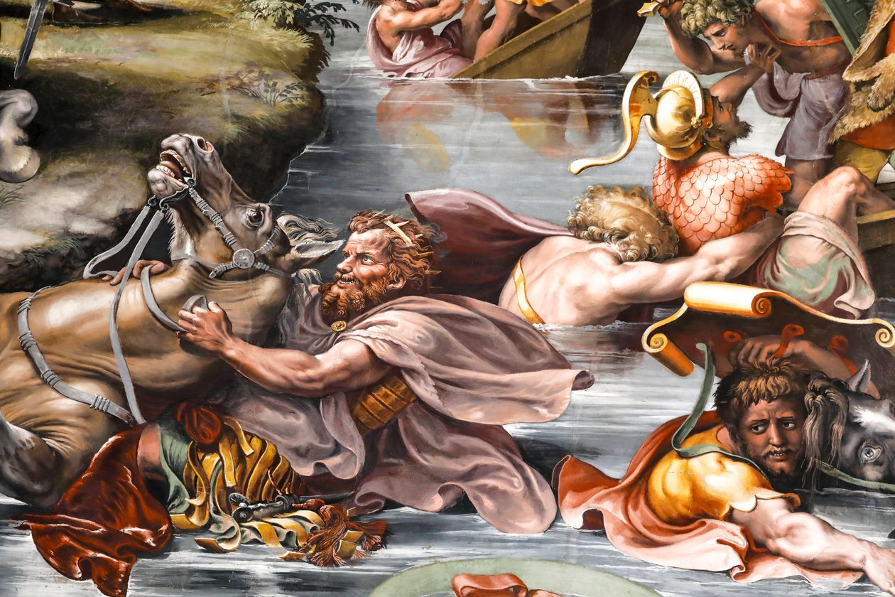 Bitva u Milvijského mostu, detail. 1517-1524 (freska) od Raphael