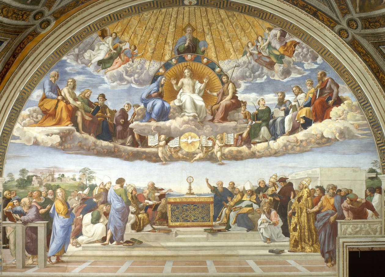 Disputa, ze Stanza della Segnatura od Raphael