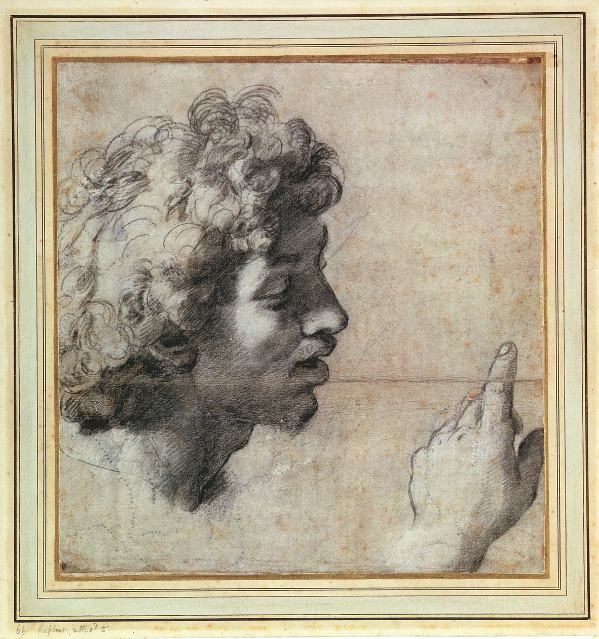 Studie mužské hlavy a ruky od Raphael