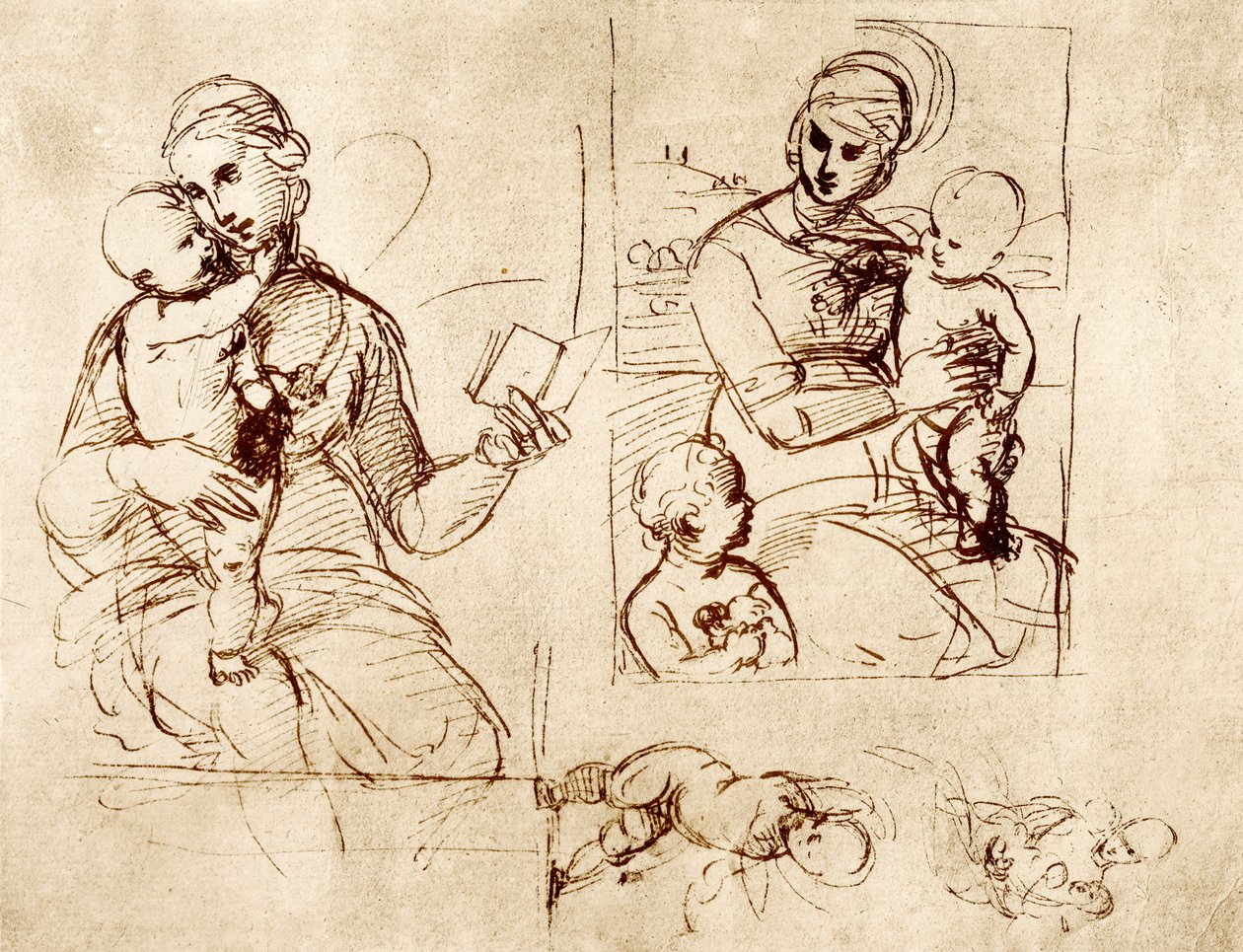 Dvě studie Madonny od Raffaello Sanzio Raphael