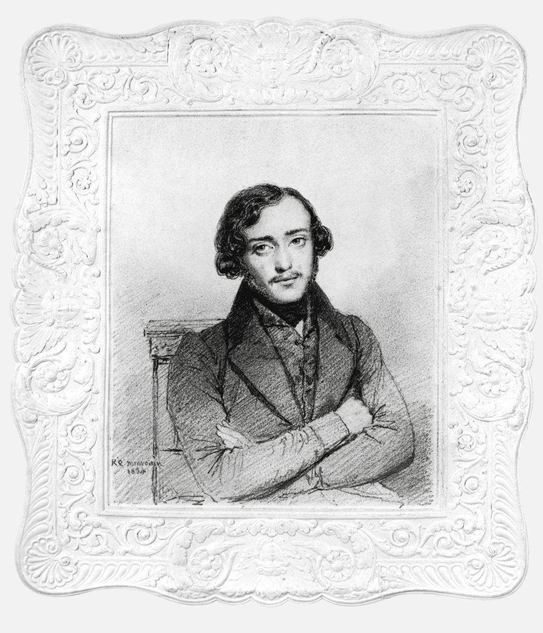 Portrét Eugena Emmanuela Viollet-le-Duca (1814-79), 20 let, 1834 (uhl a tužka na papíře) od Raymond Quinsac Monvoisin