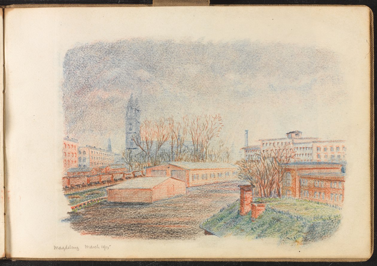 tábor Magdeburg, březen 1915 (kresba) od Reginald Copleston Bond
