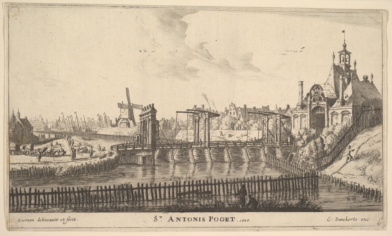 St. Antonis Poort, Amsterdam, polovina 17. století. od Reinier Zeeman