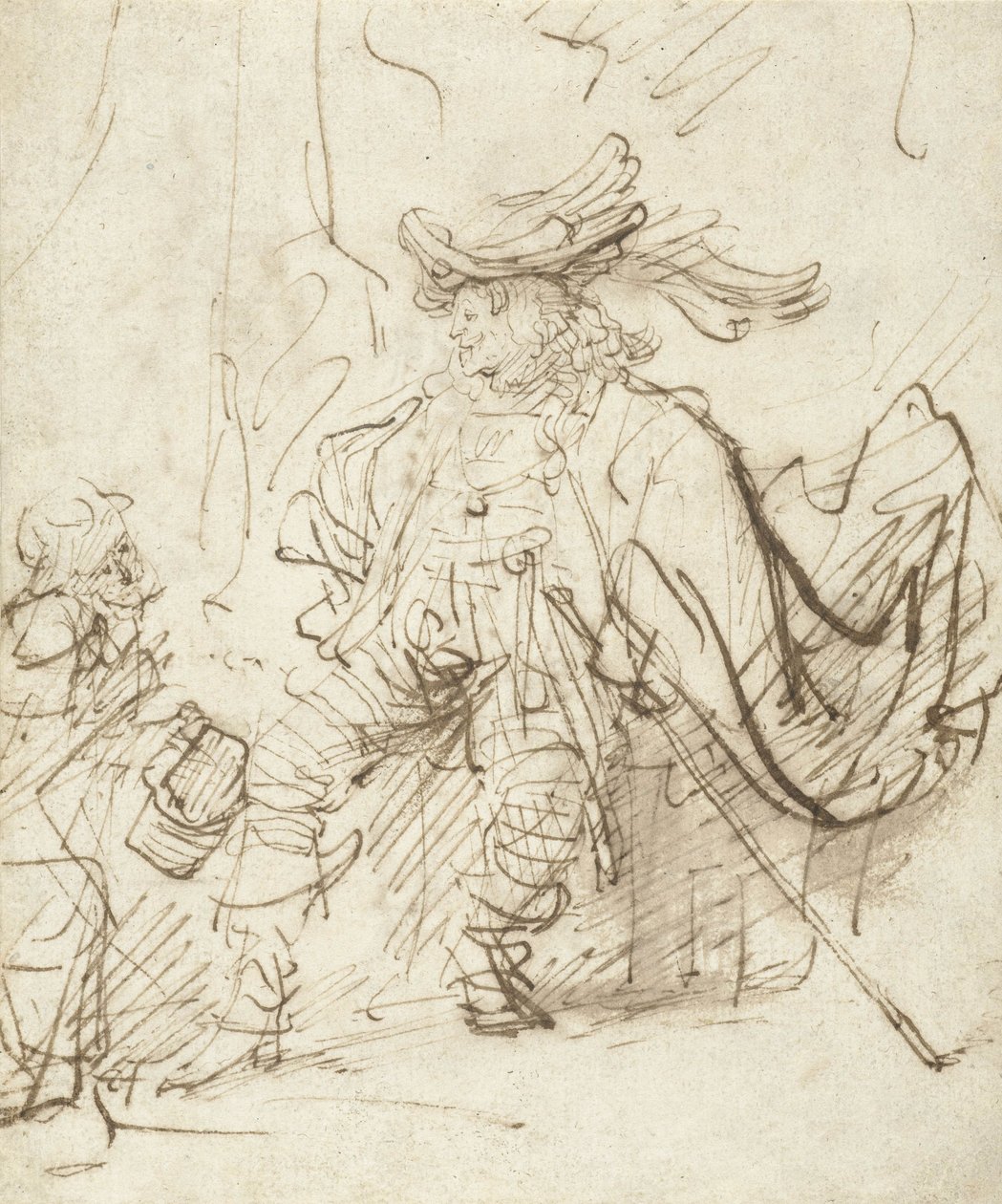 Sedící herec v roli Capitana, kolem 1634-36 od Rembrandt van Rijn