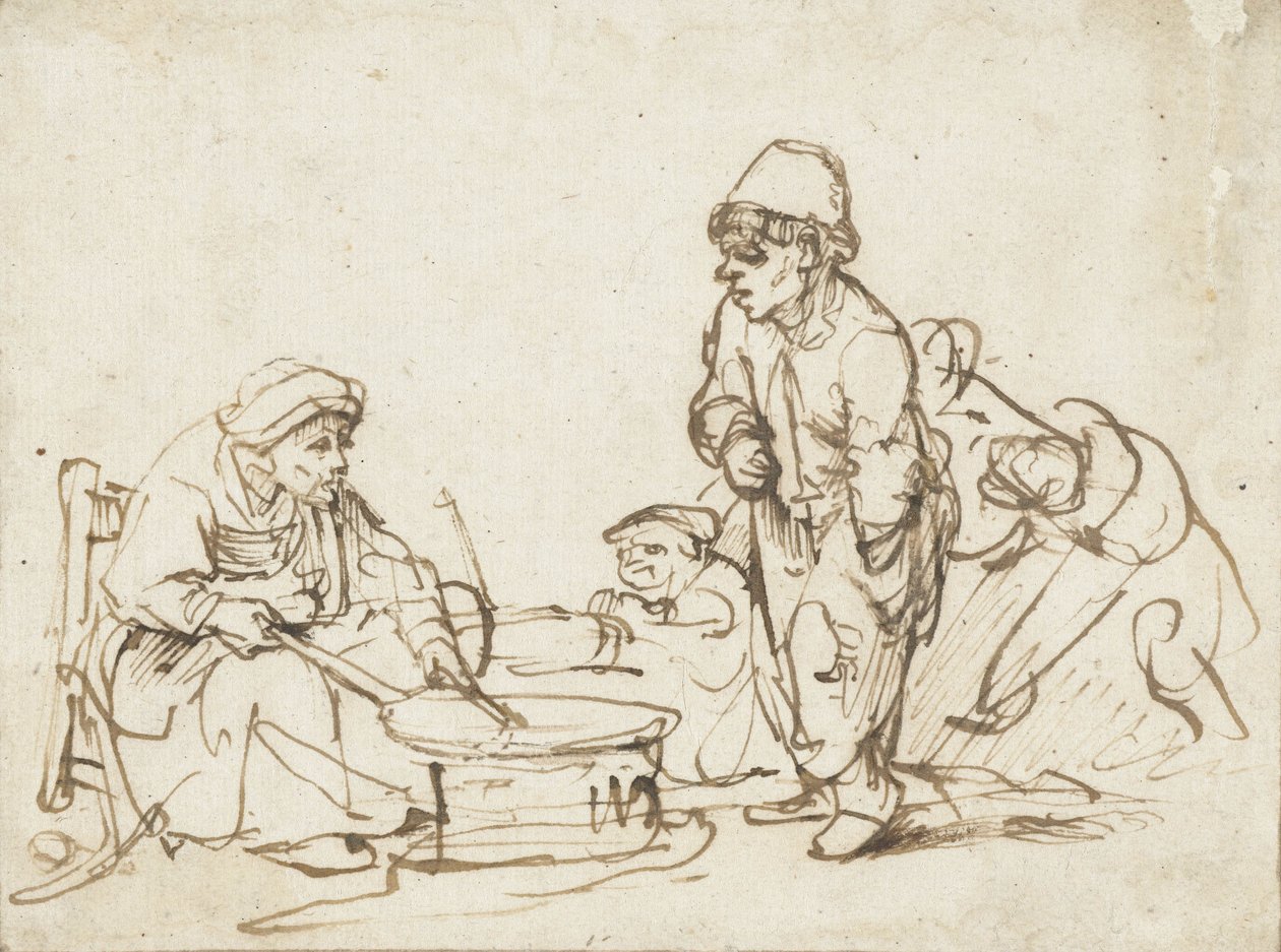 Pancake Woman, kolem roku 1635 od Rembrandt van Rijn