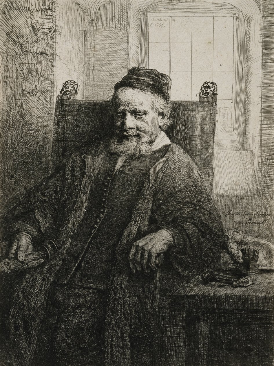 Jan Lutma, starší, zlatník a sochař, 1656 (lept a suchá jehla) od Rembrandt van Rijn