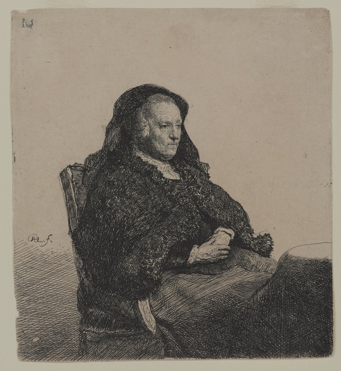 Rembrandts Mother, c.1631 (lept na položený papír) od Rembrandt van Rijn