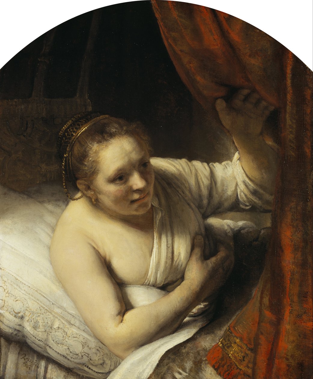 Žena v posteli od Rembrandt van Rijn