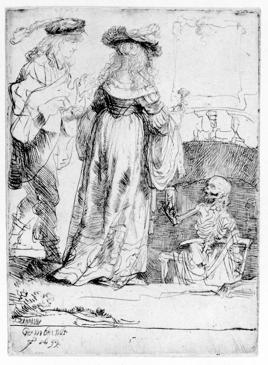 Smrt zjevující se manželskému páru z otevřeného hrobu, 1639 od Rembrandt van Rijn